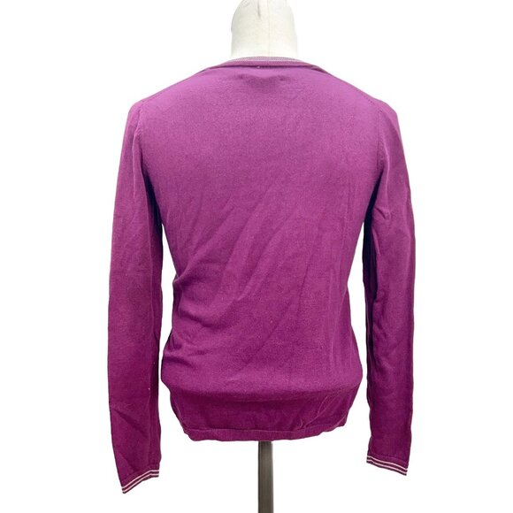 Tommy Hilfiger Womens Polka Dot Purple Sweater V-Neck Long Sleeve Size Medium - Picture 6 of 10